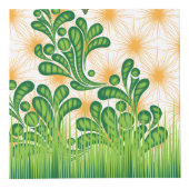 Een groen en goud artistiek patroon met een boom kubus (Rechts)