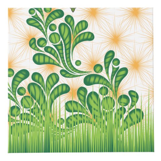 Een groen en goud artistiek patroon met een boom kubus (Voorkant)