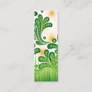 Een groen en goud artistiek patroon met een boom mini visitekaartje