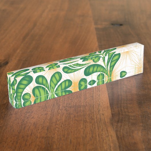 Een groen en goud artistiek patroon met een boom naambordje (Zijkant)