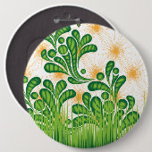 Een groen en goud artistiek patroon met een boom ronde button 6,0 cm (Voorkant /achterkant)