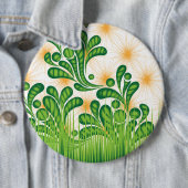 Een groen en goud artistiek patroon met een boom ronde button 6,0 cm (In situ)