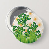 Een groen en goud artistiek patroon met een boom ronde button 7,6 cm (Voorkant /achterkant)
