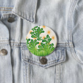 Een groen en goud artistiek patroon met een boom ronde button 7,6 cm (In situ)