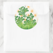 Een groen en goud artistiek patroon met een boom ronde sticker (Tas)