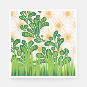 Een groen en goud artistiek patroon met een boom servet