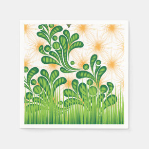Een groen en goud artistiek patroon met een boom servet