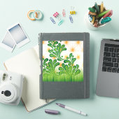 Een groen en goud artistiek patroon met een boom sticker (iPad Cover)