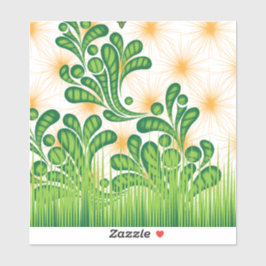 Een groen en goud artistiek patroon met een boom sticker