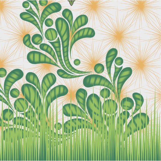 Een groen en goud artistiek patroon met een boom sticker (Voorkant)