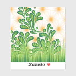 Een groen en goud artistiek patroon met een boom sticker