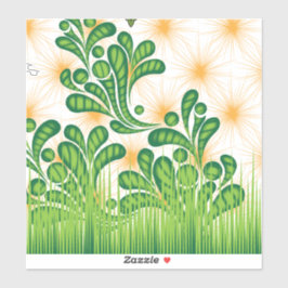 Een groen en goud artistiek patroon met een boom sticker