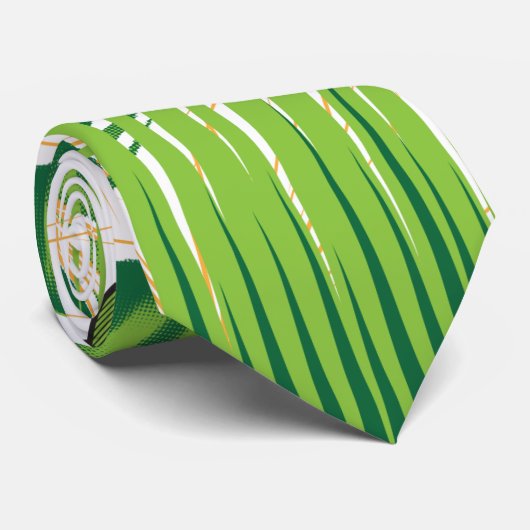 Een groen en goud artistiek patroon met een boom stropdas (Opgerold)