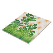 Een groen en goud artistiek patroon met een boom tegeltje (Zijkant)