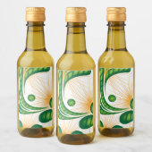 Een groen en goud artistiek patroon met een boom wijn etiket (Flessen)