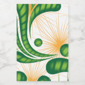 Een groen en goud artistiek patroon met een boom wijn etiket (Enkel label)