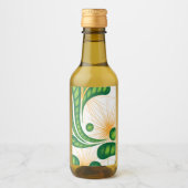 Een groen en goud artistiek patroon met een boom wijn etiket (Voorkant)