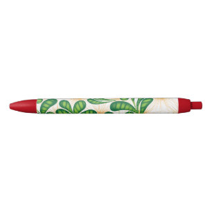 Een groen en goud artistiek patroon met een boom zwarte inkt pen
