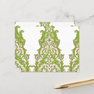 Een groen en wit behang met design briefkaart