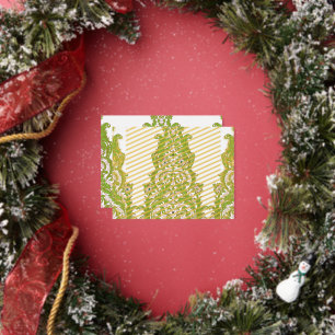 Een groen en wit behang met  design folie feestdagen briefkaart