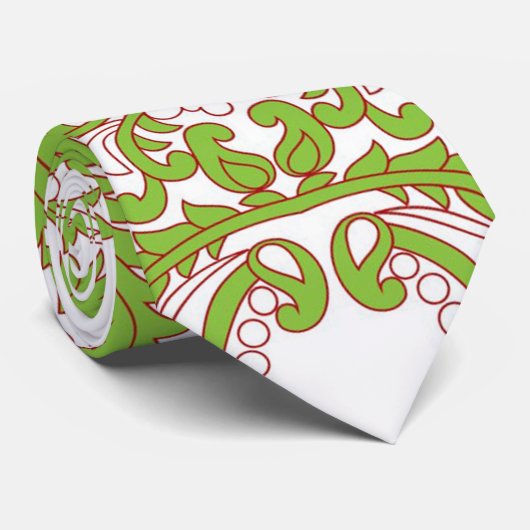 Een groen en wit behang met design stropdas (Opgerold)