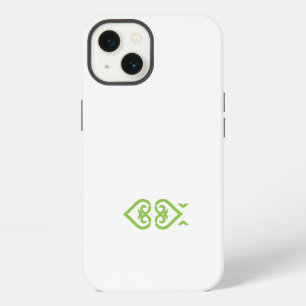 een groen en wit logo met een gestileerd ontwerp iPhone 13 hoesje