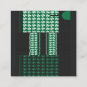 Een groen en zwart patroon met een boom in het mid klantenkaartje (Achterkant)