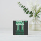 Een groen en zwart patroon met een boom in het mid klantenkaartje (Staand voorkant)