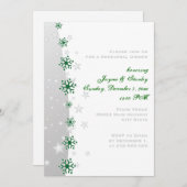 Een groen, grijs snowflake bruiloft-diner kaart (Voorkant / Achterkant)