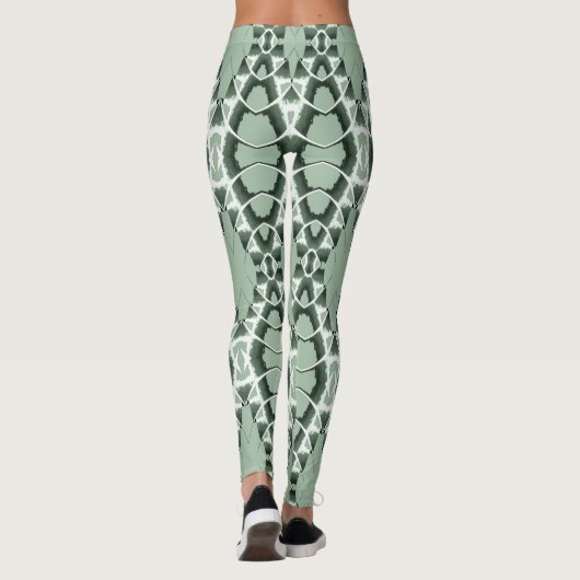 Een groen patroon "Ratti_Creative_Arts" Leggings (Achterkant)
