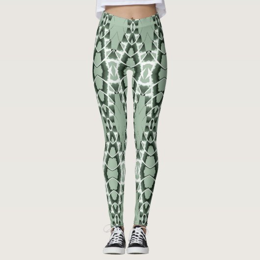 Een  groen patroon "Ratti_Creative_Arts" Leggings (Voorkant)