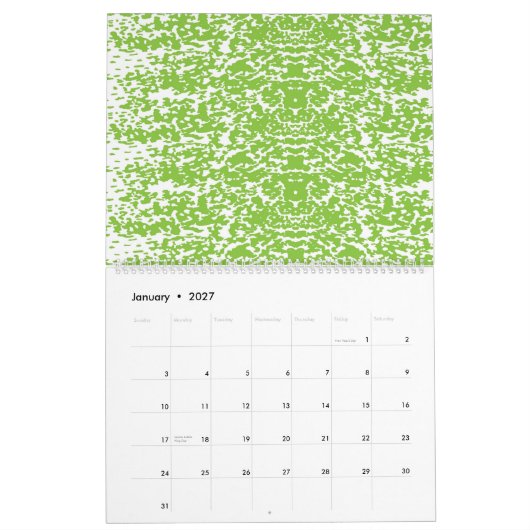 Een groen-witte abstracte achtergrond kalender (Jan 2027)