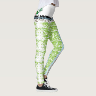 Een groen-witte achtergrond met kleine stippen leggings