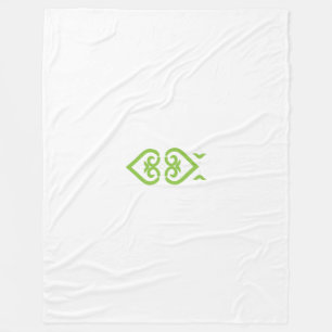 Een groen-witte logo met een gestileerd ontwerp fleece deken