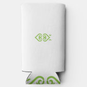 Een groen-witte logo met een gestileerd ontwerp seltzer blikjeskoeler (Achterkant)