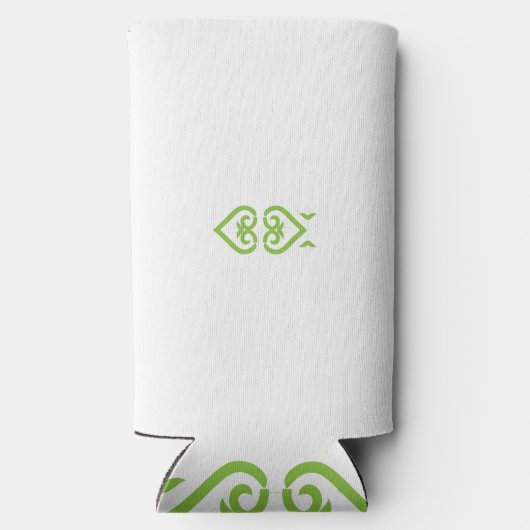 Een groen-witte logo met een gestileerd ontwerp seltzer blikjeskoeler (Achterkant)