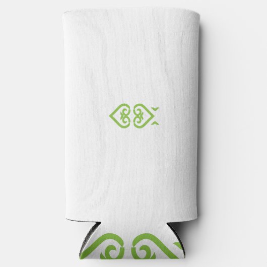 Een groen-witte logo met een gestileerd ontwerp seltzer blikjeskoeler (Voorkant)