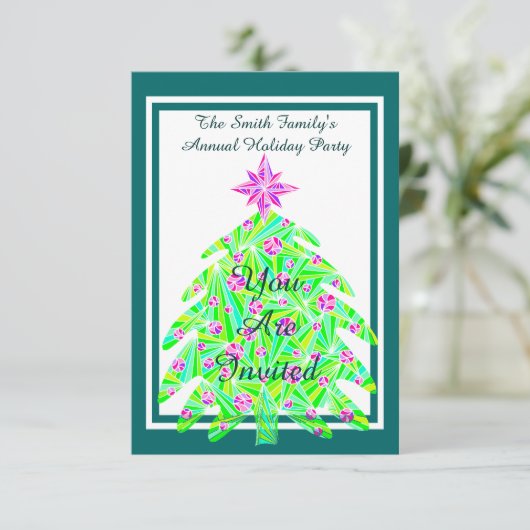 Een groene Abstracte kerstfeestdag Kaart (Staand voorkant)