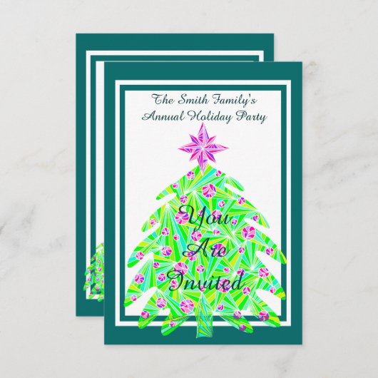 Een groene Abstracte kerstfeestdag Kaart (Voorkant / Achterkant)