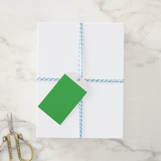 Een groene achtergrond met een witte rand cadeaulabel (Met Touw)
