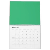 Een groene achtergrond met een witte rand kalender (Mar 2027)