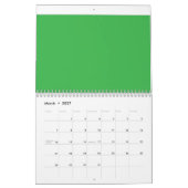 Een groene achtergrond met een witte rand kalender (Mar 2027)
