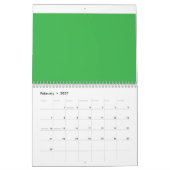 Een groene achtergrond met een witte rand kalender (Feb 2027)