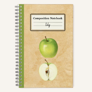 Een groene appel en een half gepersonaliseerde com notitieboek
