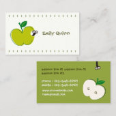 een groene appel en een kleine worm visitekaartje (Voorkant / Achterkant)