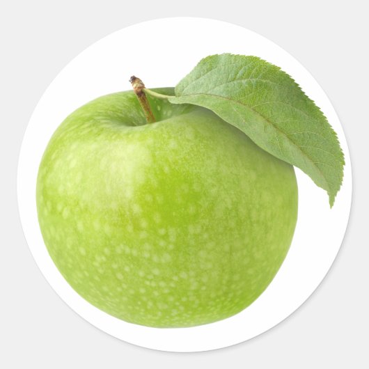 Eén groene appel ronde sticker (Voorkant)