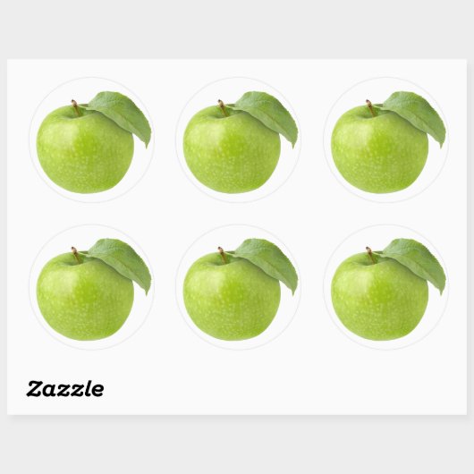 Eén groene appel ronde sticker (Vel)