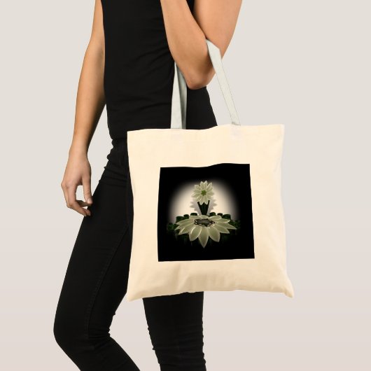 Een groene bloem op zwarte achtergrond tote bag (Voorkant (product))