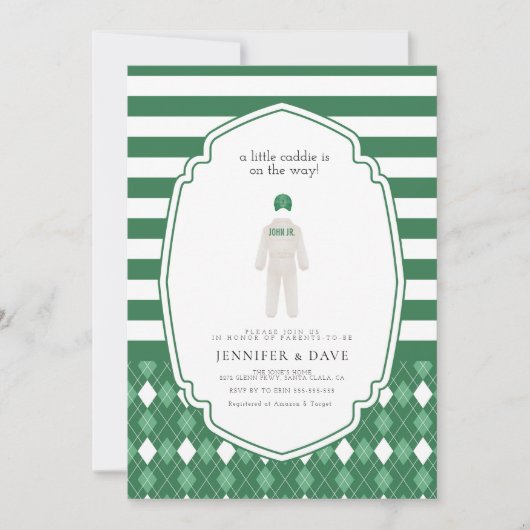 Een groene caddie is onderweg kaart (Voorkant)