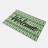 Een groene deurmat met een  dessin (Schuin)